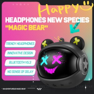 ONIKUMA T20 BlackBear Wireless Earphone TWS Build-in Mic Earbuds Noise Cancellation Earphone Touch Control Hi-fi Headset Sports for All Phone