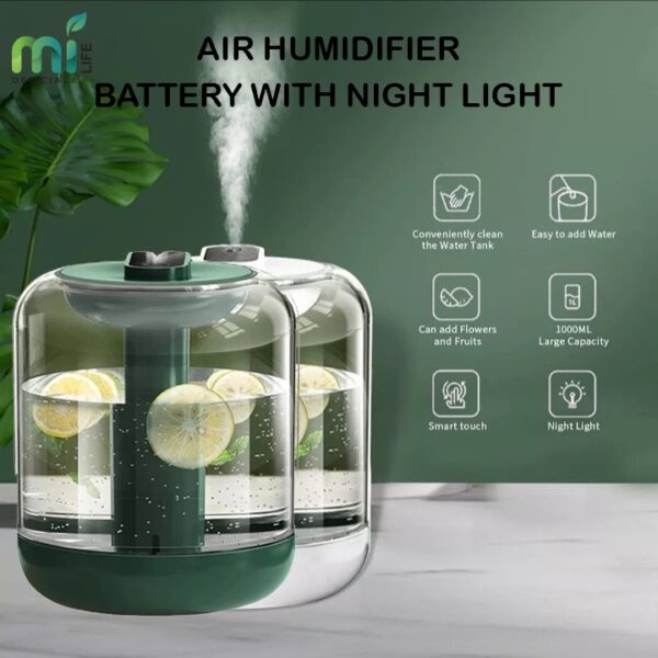 MILIFE AIR HUMIDIFIER RECHARGEABLE 1L MIST PORTABLE LIGHT PELEMBAB